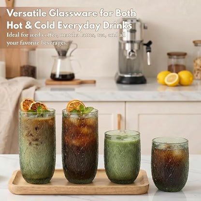 Green Drinking Glasses Set of 12, 12 Oz Highball & 10 Oz Cocktail Glasses - Image 7