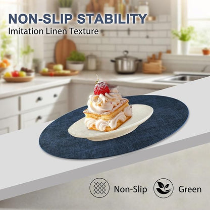 Round Faux Leather Placemats and Coasters, Reversible Heat Resistant Non-Slip - Image 4