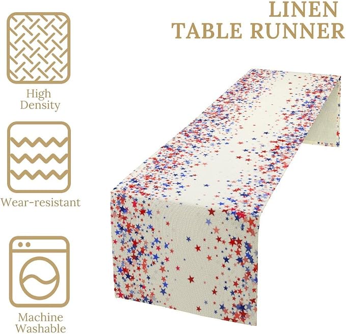 Independence Day Table Runner, 4th of July Red Blue Stars American President - Image 4