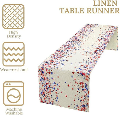 Independence Day Table Runner, 4th of July Red Blue Stars American President - Image 4