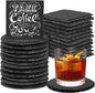 24 Pcs Slate Coasters, 4 inch Black Stone Coaster Set, Square，Round | Perfect by Unknown