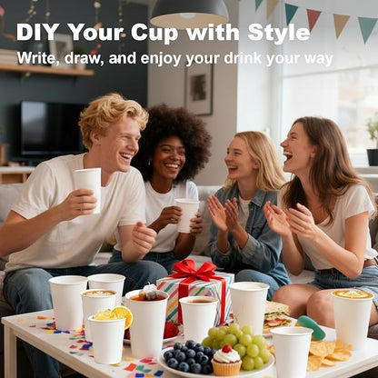 12 oz 500 Pack Disposable Coffee Cups, Bulk White Disposable Paper Cups, Coffee Cups for Hot Tea, Chocolate and Cold Drinks