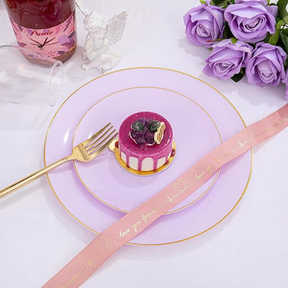PULOTE 100PCS Purple Plastic Plates Disposable - Image 7
