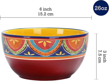 Bico Tunisian Cereal Bowls Set of 4, 26 oz Deep Ceramic Soup Bowls - Image 2