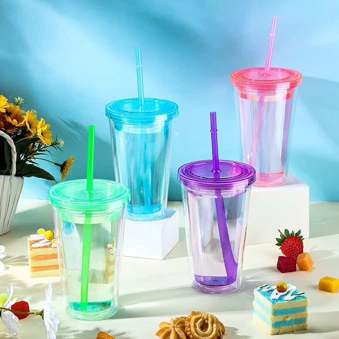 Nuogo 4 Pieces Insulated Double Wall Plastic Tumbler - Image 4