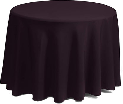 Gee Di Moda Round Tablecloth - 120 Inch Eggplant Round Table Cloth for 60 to 96 Inch Round Tables - Heavy Duty Washable Fabric - for Buffet Table, Holiday Party, Dinner, Wedding & Baby Shower