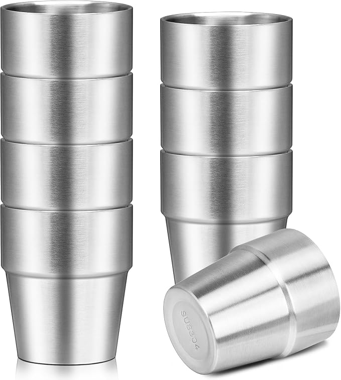 Drinking Glasses Set, 10 oz Insulated Tumbler, 8 Pack Double Wall Unbreakable by Offiper