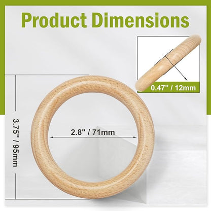 FoDau770 5pcs Natural Beech Wooden Rings, Unfinished Solid Wood Rings Heavy - Image 4
