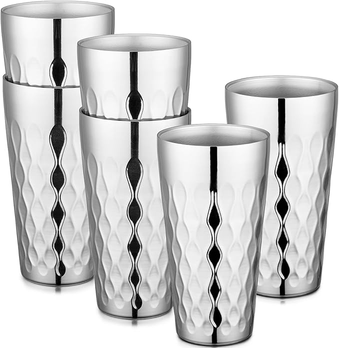 Beasea Stainless Steel Cups 19 oz, 6 Pack Large 18.6oz 550ml Stainless Steel by Beasea