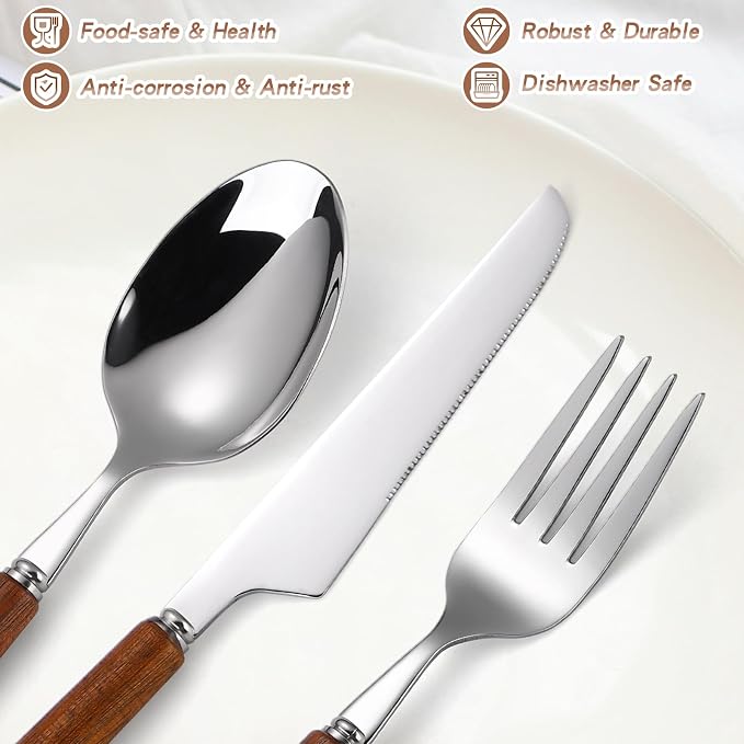 Silverware Set, 20 Piece Mirror Flatware Set 18/8 Stainless Steel Eating - Image 3