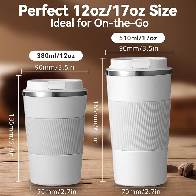 12OZ Travel Coffee Mug Insulated Coffee Cup - Image 2