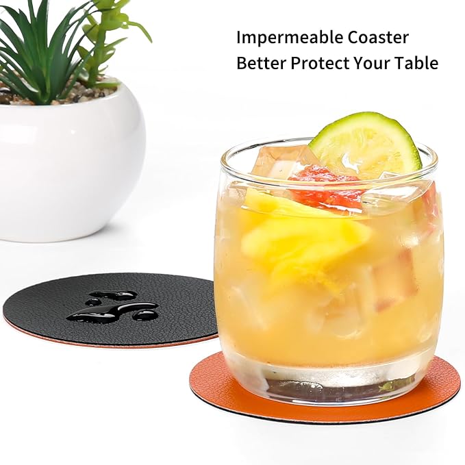 Faux Leather Drink Coasters - Image 2