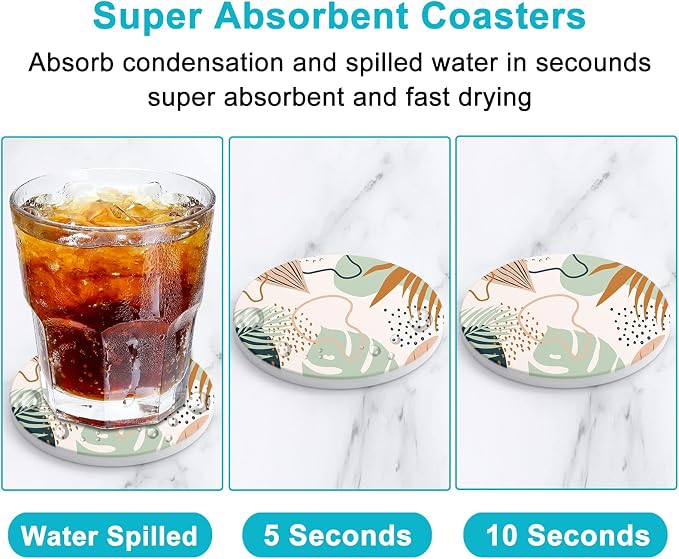 Coasters for Drinks, Kitchen Home Decor Housewarming Gift, Round 4 in - Image 3