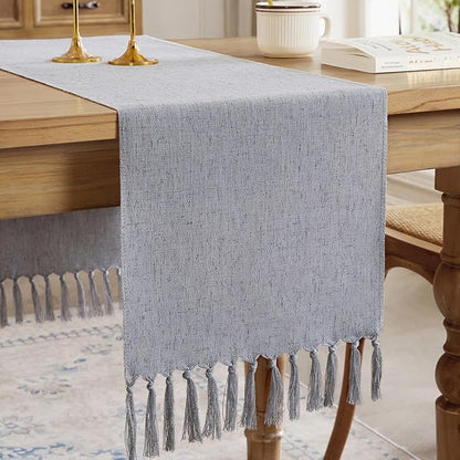 Cotton Linen Table Runner, 13x72 Inch, Machine Wash by Aoztio