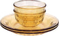 Sunflower Glass Dinnerware Set, 2 Diamond Bowls 5.1" x 2.8" and 2 Plates 9", Set of 4 Amber Glass,High Temperature Resistant Glass Dish, Dishwasher Safe