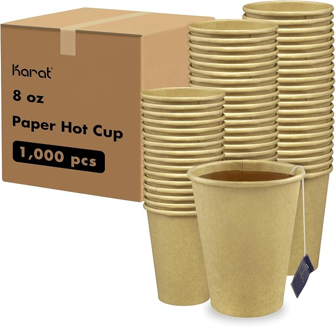Karat 8 oz Coffee Cups, Kraft Disposable Paper Hot Cups, 1000ct | C-K508K by Karat