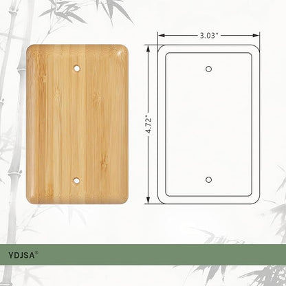 Bamboo Wood Blank Wall Plate Conceal Unused Ports, Decorative Cover