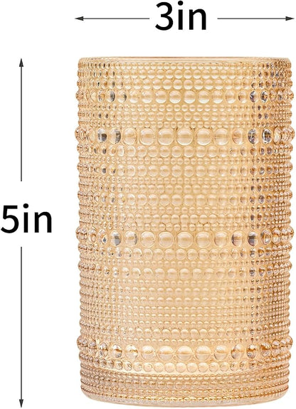 XKXKKE Amber Hobnail Beaded Drinking Glasses Set of 6, 15 oz Vintage Glassware - Image 6
