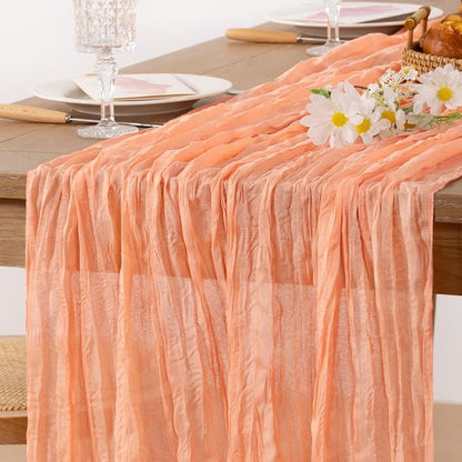 Peach Pink Gauze Cheesecloth Table Runner 10ft Sheer Dinning Decor | - Image 2