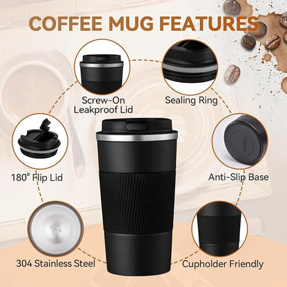 12OZ Travel Coffee Mug Insulated Coffee Cup - Image 5