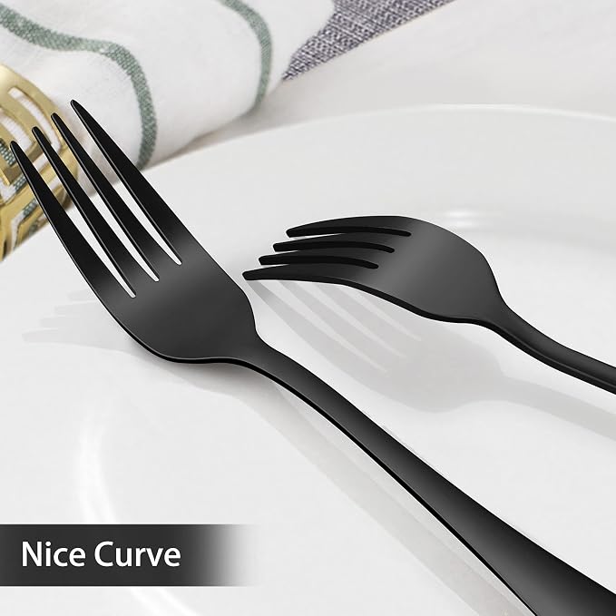 LIANYU 40-Piece Black Silverware Set, Flatware Cutlery Set - Image 5