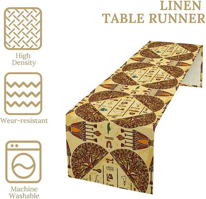 Vintage Ancient Egypt Table Runner Retro Old Egyptian Hieroglyphics Print - Image 4