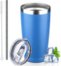 20 oz Tumbler with Lids and Straws, Stainless Steel Insulated Coffee Tumbler by GUDEMAO