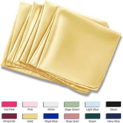 P Pothuiny 12 Pcs Gold Satin Napkins 17 x 17 Inch, Satin Cloth Napkins | Square - Image 6