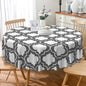 Laeacco 42 Inch Morocco Round Tablecloth Grey White Geometric Lattice Modern Abstract Art Print Table Cloth Washable Waterproof Wrinkle Free Table Cover for Kitchen Dining Picnic Party Decoration