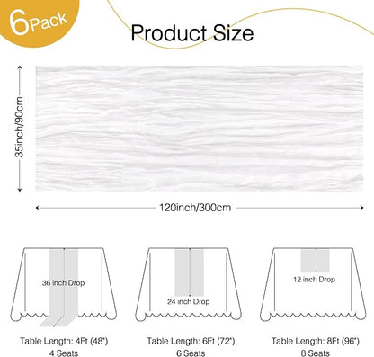 6 PackWhite Cheesecloth Table Runner Boho Gauze Wedding Decor | 120 Inch Sheer - Image 2