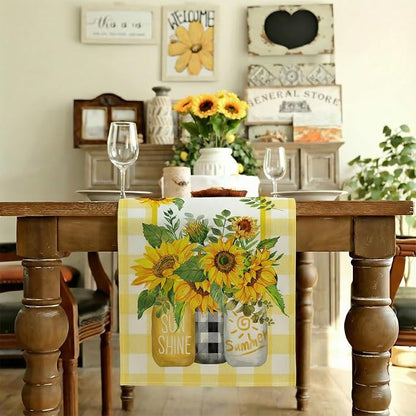 Sunflower Summer Table Runner 13x108 Inch, Kitchen Dining Table Decoration - Image 2