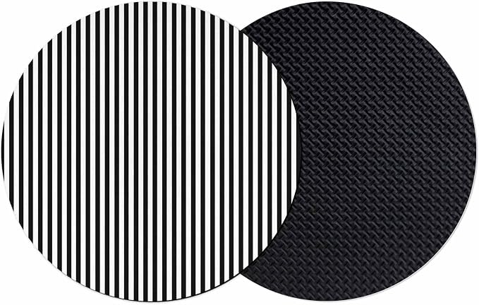 Black White Stripe Coasters Set of 2, Modern Minimalist Geometric Striped Soft by PIEPLE