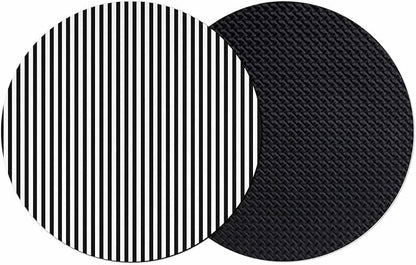 Black White Stripe Coasters Set of 2, Modern Minimalist Geometric Striped Soft by PIEPLE