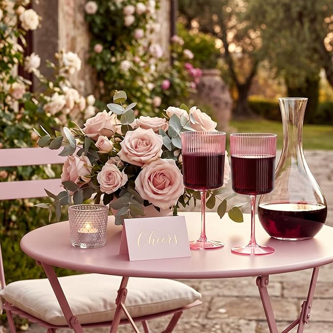 Ciaell 12 Pack Pink Plastic Wine Glasses - Image 9