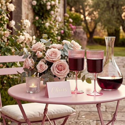 Ciaell 12 Pack Pink Plastic Wine Glasses - Image 9