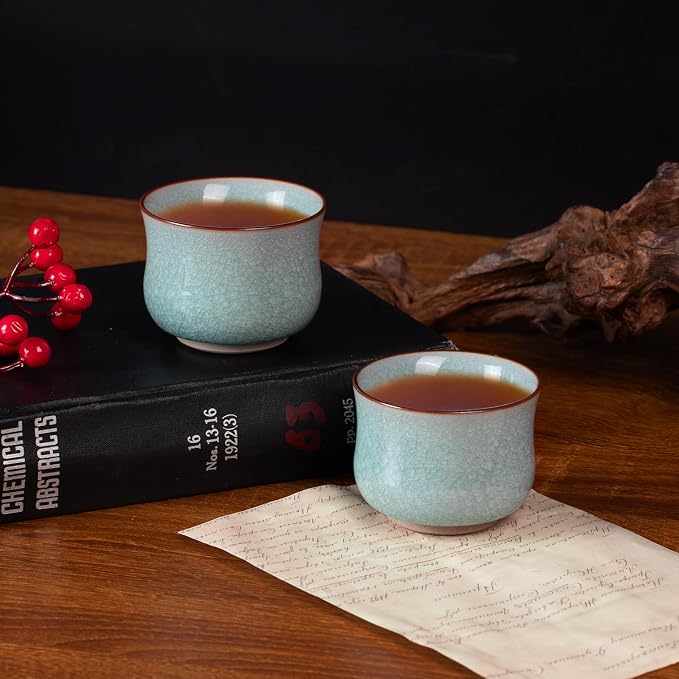 KAMMAK Japanese Tea Cups, 3.2 Oz Small Handmade Ceramic Teacups, Loose Leaf and - Image 6