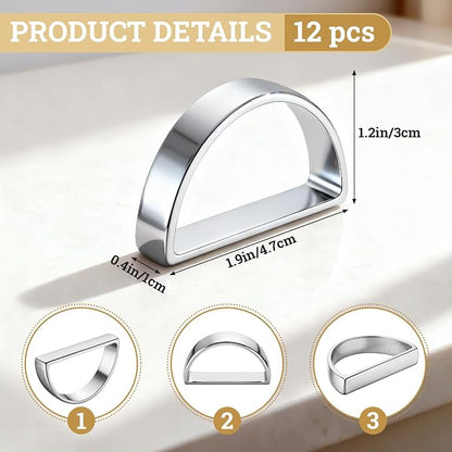 Suream Set of 12 Napkin Holders Buckles, Metal Napkin Rings - Image 2