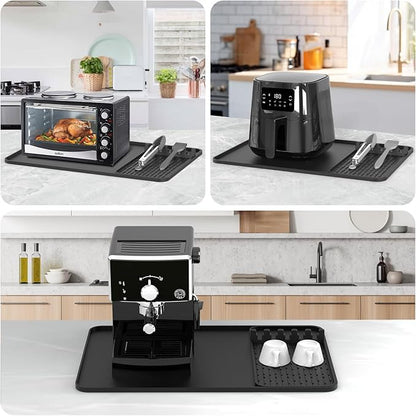 Silicone Heat Resistant Mats for Countertop,24x16 Inch Air Fryer Mat with Kitchen Accessories Holder Pad for Microwave/Oven,Compatible with Ninja/Cosori/Chefman/Toshiba,Kitchen Countertop Protector