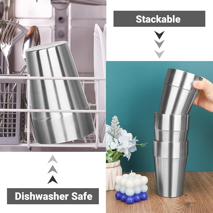 Double Wall Cup Stainless Steel, 16 oz Insulated Tumbler, 8 Pack Unbreakable - Image 5