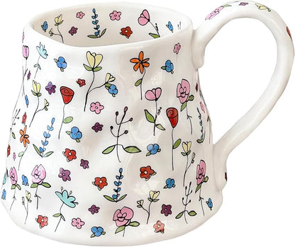 Large Ceramic Coffee Mug Cute Flower by Movlen