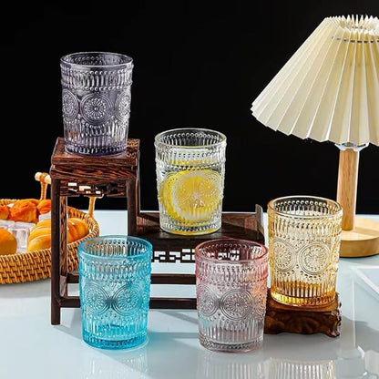 Amzcku Blue Drinking Glasses Set of 4, Vintage Glassware 10 oz- - Image 7