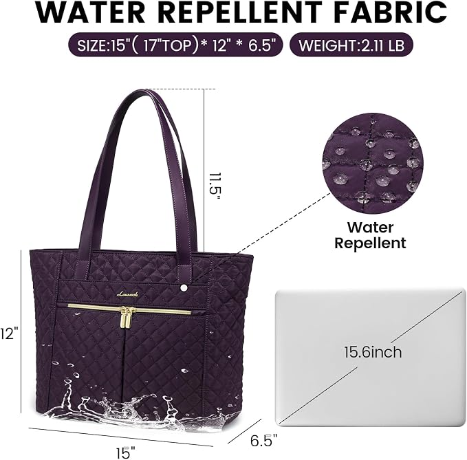 LOVEVOOK Laptop Bag for Women, Stylish Diamond Quilted Work Tote - Image 4