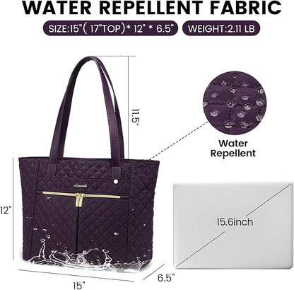 LOVEVOOK Laptop Bag for Women, Stylish Diamond Quilted Work Tote - Image 4