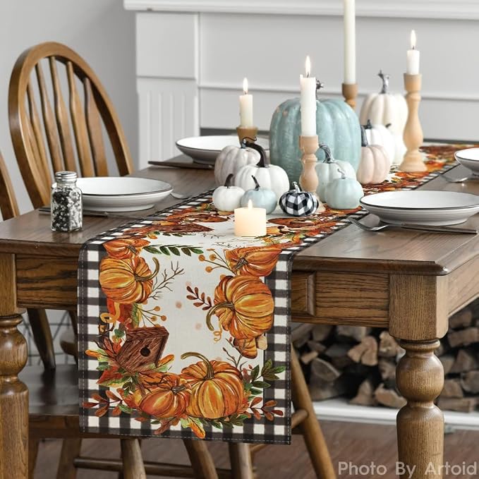 Artoid Mode 210 GSM Fall Table Runner 13x36 Inch Home Party Decor | Buffalo - Image 3