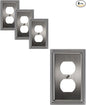 4-Pack Duplex Outlet Cover, Silver Metal Wall Plates for Electrical Outlets, 1 Gang Receptacle Light Switch Cover, Pearls Beaded Decorative Switch Plates and Outlet Covers