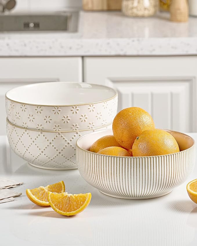 getstar Large Serving Bowls, Ceramic Salad Bowl Set of 2, Microwave and - Image 6
