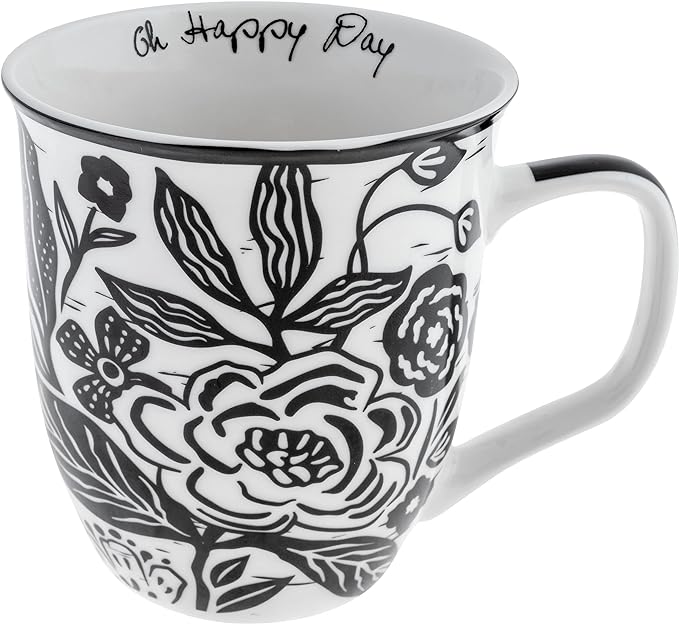Karma Gifts 16 oz Black and White Boho Mug Floral by KarmaGifts