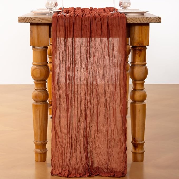 DeZerlor Terracotta Cheesecloth Table Runners 10 Pack Fall Runners | 120Inch - Image 5