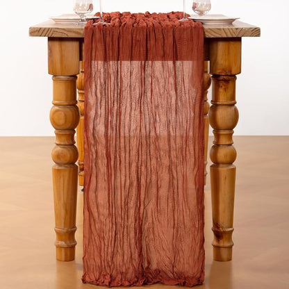 DeZerlor Terracotta Cheesecloth Table Runners 6 Pack Fall Runners | 120Inch - Image 3
