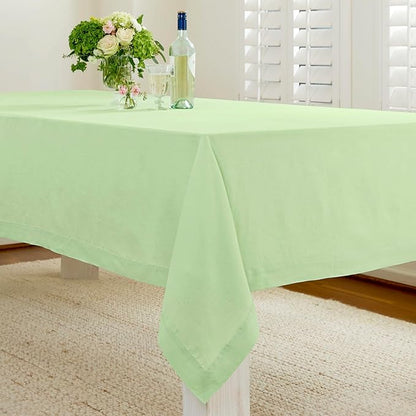Solino Home Linen Tablecloth for Rectangle Tables 60 x 90 Inch - 100% Pure Linen Pastel Green Table Cloth - Fete, Machine Washable Cloth Tablecloth for Spring, Easter, St Patricks Day